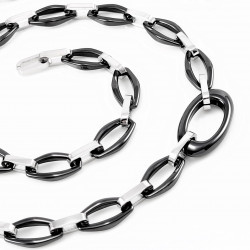 Zwarte Keramiek Ovale Schakels-RVS Dames Ketting