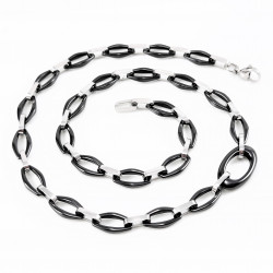 Zwarte Keramiek Ovale Schakels-RVS Dames Ketting