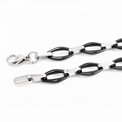 Zwarte Keramiek Ovale Schakels-RVS Dames Ketting