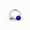 RVS Hoefijzer - Piercing Neus - Septum - Tragus - Helix met Donkerblauw Bolletje