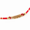 Rood Touw Geluksarmband - Enkelbandje - Kristallen Kralen - Veer Symbool