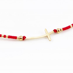 Rood Touw Geluksarmband - Enkelbandje - Kristallen Kralen - Kruis Symbool