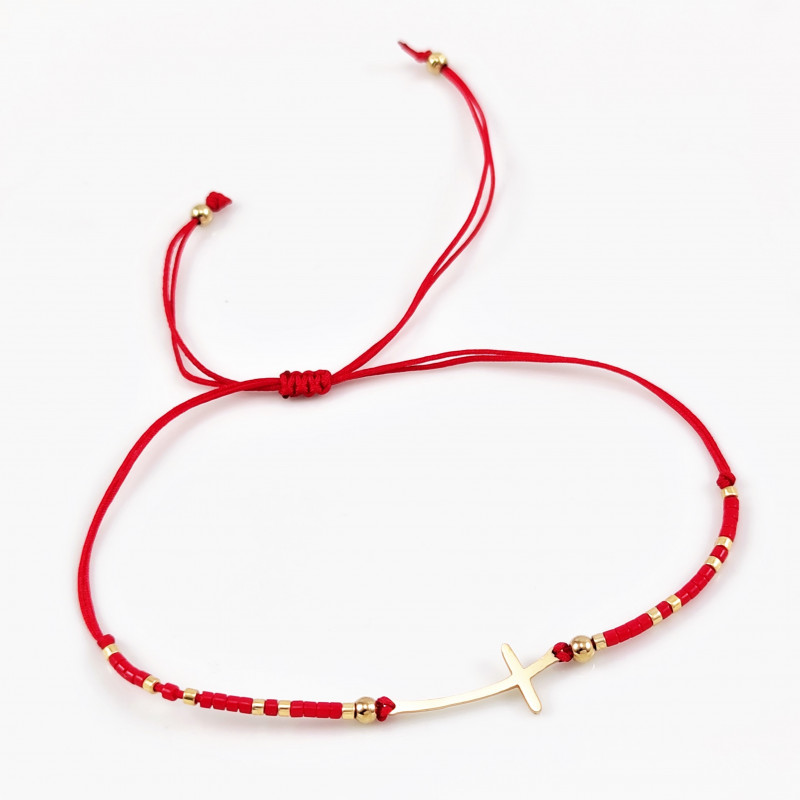 Rood Touw Geluksarmband - Enkelbandje - Kristallen Kralen - Kruis Symbool Rood Touw Geluksarmband - Enkelbandje - Kristallen Kralen - Kruis Symbool