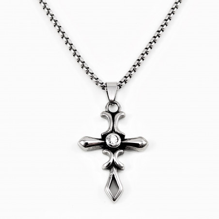60cm x 3mm Jasseron Ketting + Kruis Hanger voor Dames - Heren - Roestvrij Stalen