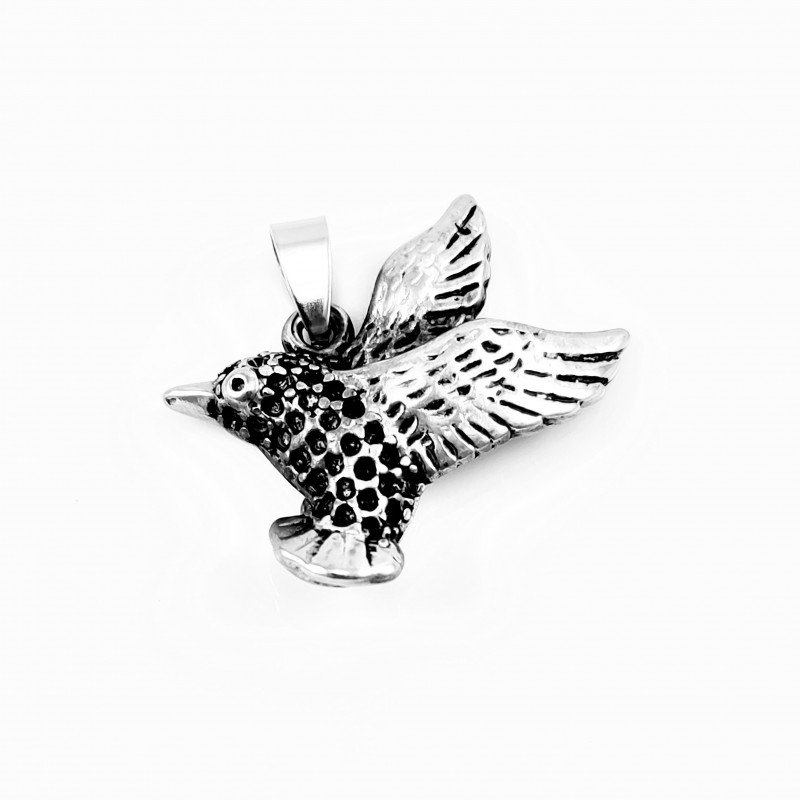 Roestvrij Stalen Kolibrie Hanger Zwarte Strass Dames - Heren Roestvrij Stalen Kolibrie Hanger Zwarte Strass Dames - Heren