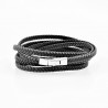 Heren - Dames Drievoudige Wikkelarmband Gevlochten Zwarte Leren
