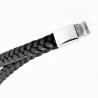 Heren - Dames Drievoudige Wikkelarmband Gevlochten Zwarte Leren