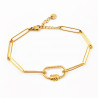 Dames goudkleurige Roestvrij Stalen Paperclip-Schakels Armband