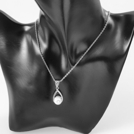Dames Roestvrij Stalen Ketting met Klassieke Kristal Hanger