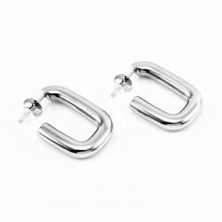 Ø28mm Schakel Oorbellen Dames - zilverkleurige Stalen
