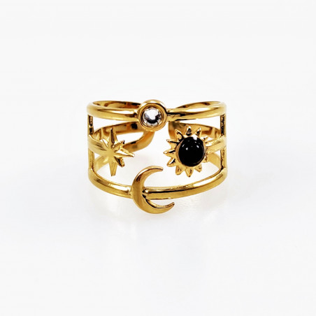 Brede Verstelbare Gold Plated Stalen Dames Ring met Symbolen
