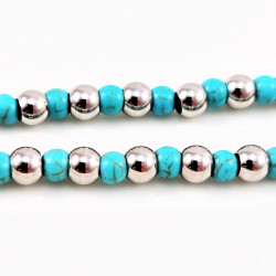 Dames - Heren Armband Stalen Kralen, Turquoise Magnesite Kralen en Anker