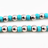 Dames - Heren Armband Stalen Kralen, Turquoise Magnesite Kralen en Anker