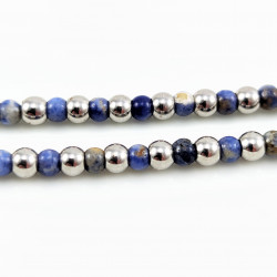 Dames - Heren Armband Stalen Kralen, Lapis Lazuli Kralen en Anker
