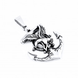 60cm x 3mm Ketting + Anker Hanger Adelaar en Roer Heren - Roestvrij Stalen