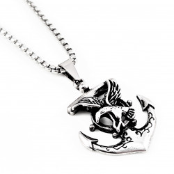 60cm x 3mm Ketting + Anker Hanger Adelaar en Roer Heren - Roestvrij Stalen