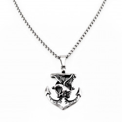 60cm x 3mm Ketting + Anker Hanger Adelaar en Roer Heren - Roestvrij Stalen