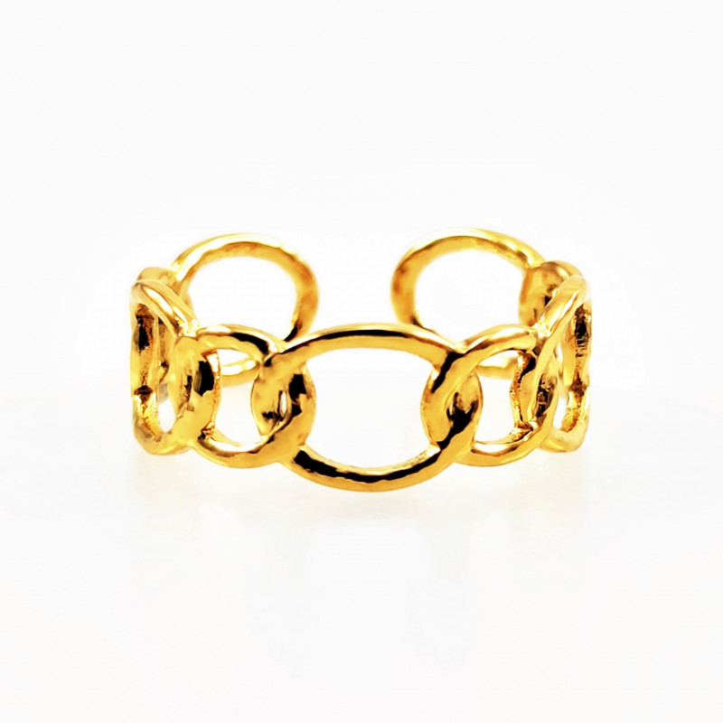 Stalen Verstelbare Schakels Dames Ring Gold Plated Stalen Verstelbare Schakels Dames Ring Gold Plated