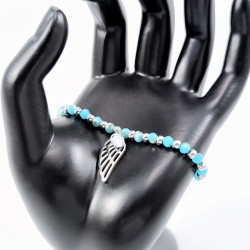 Armband Turquoise Kristallen - RVS Angel Wing Hanger