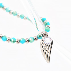 Armband Turquoise Kristallen - RVS Angel Wing Hanger