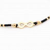 Zwarte Touw Armband - Enkelbandje - Kristallen Kralen - Infinity Symbool