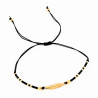 Zwarte Touw Armband - Enkelbandje - Kristallen Kralen - Veer Symbool