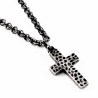 65cm Ketting + Kruis Hanger - Stalen Verouderd Zilverkleur - Schakelketting Dames - Heren