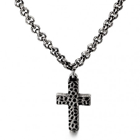 Ketting + Kruis Hanger Dames Heren Stalen Verouderd Zilver Kleur