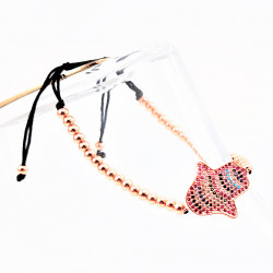 Roségoudkleurige Roestvrij Stalen Kralen Armband met Hand van Fatima