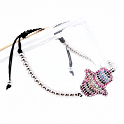 zilverkleurige Roestvrij Stalen Kralen Armband met Hand van Fatima