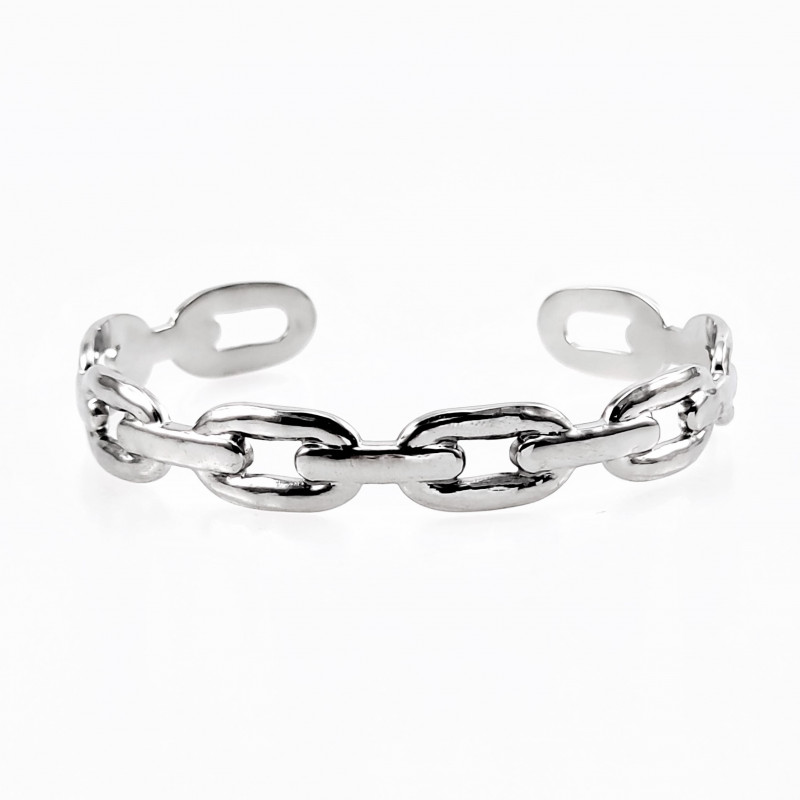 Zilveren Stalen Schakel-Armband Dames Bangle