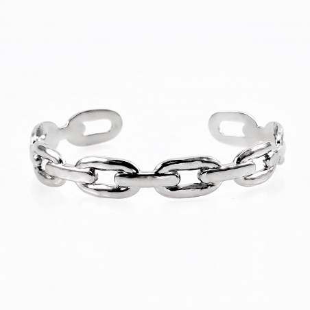 Zilverkleurige Stalen Schakel-Armband Dames Bangle