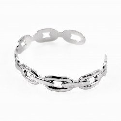 Zilverkleurige Stalen Schakel-Armband Dames Bangle