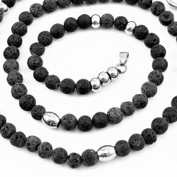 Natuurlijke Lava-Stenen Kralenketting voor Heren