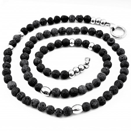 Natuurlijke Lava-Stenen Kralenketting voor Heren