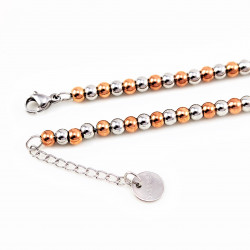 Roségoudkleurig en zilverkleurige Stalen Kralen Armband Dames - Heren