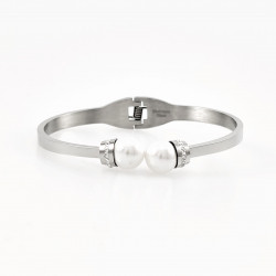 VISSON Bangle - Dames Armband met Parels - Roestvrij Staal