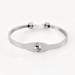 VISSON Bangle - Dames Armband met Parels - Roestvrij Staal