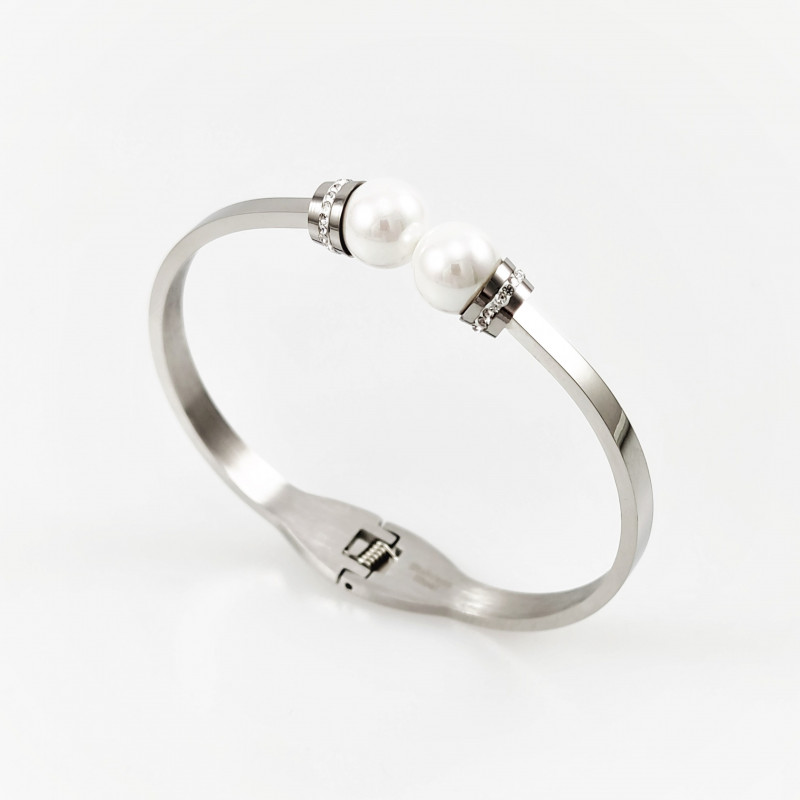 VISSON Bangle - Dames Armband met Parels - Roestvrij Staal VISSON Bangle - Dames Armband met Parels - Roestvrij Staal