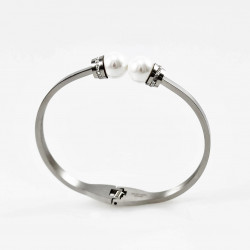 VISSON Bangle - Dames Armband met Parels - Roestvrij Staal