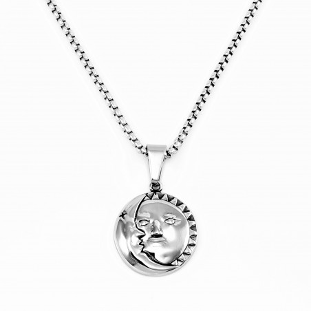 60cm x 3mm Ketting + Talisman Zon en Maan Hanger Dames - Heren - RVS