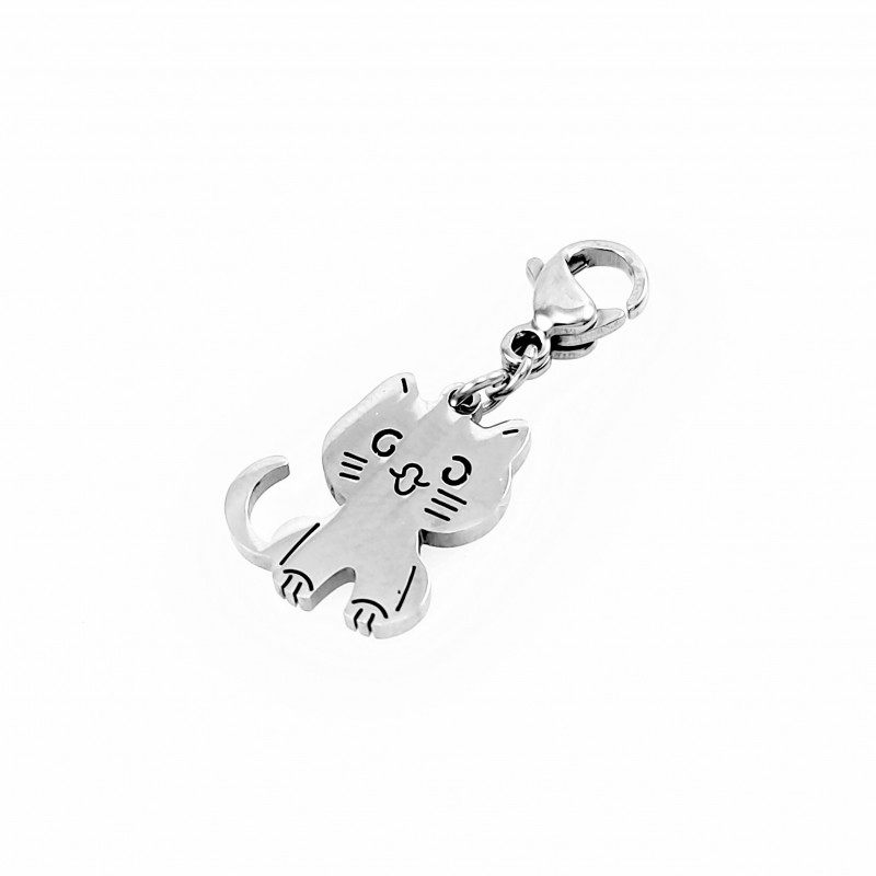 RVS Charm Kat Hanger voor Armbanden - Kettingen