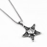 Dames - Heren Stalen Pentagram Hanger met Witte Zirkonia