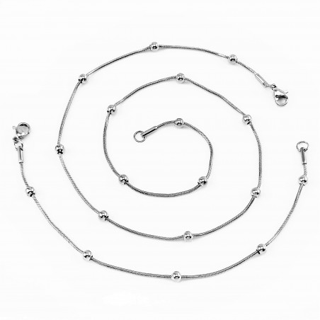 Dames Setje zilverkleurige RVS - Ketting + Armband met Bolletjes
