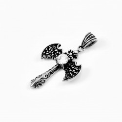 60cm x 3mm Jasseron Ketting + Angel Kruis Hanger Dames - Heren - Roestvrij Stalen