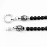Heren Ketting 6,5mm Zwarte Onyx Kralen, Natuurlijke Edelsteen