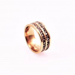Dames Roségoudkleurig Roestvrij Stalen Ring met Strass