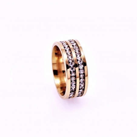 Dames Roségoudkleurig Roestvrij Stalen Ring met Strass