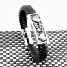 Dames - Heren Zwarte Leren Armband met Harten-Plaat