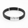 Dames - Heren Zwarte Leren Armband met Harten-Plaat